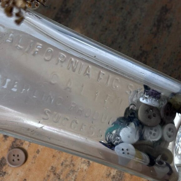 Antique California Fig Syrup Co. Glass Bottle w Cork Vintage Decor Embossed Text - Picture 3 of 7